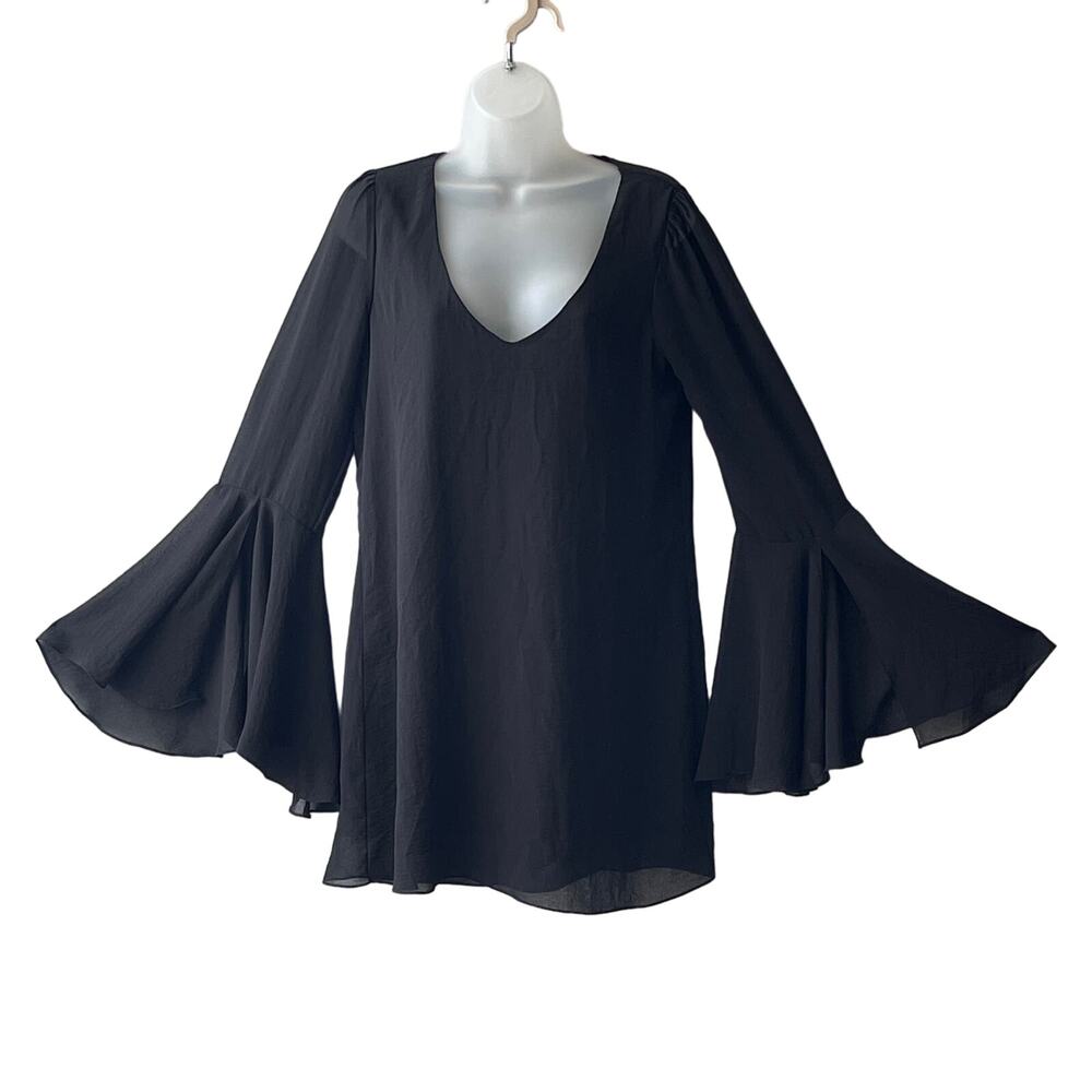 Show Me Your Mumu Barry Bell Sleeve Mini Dress in Black Size Small